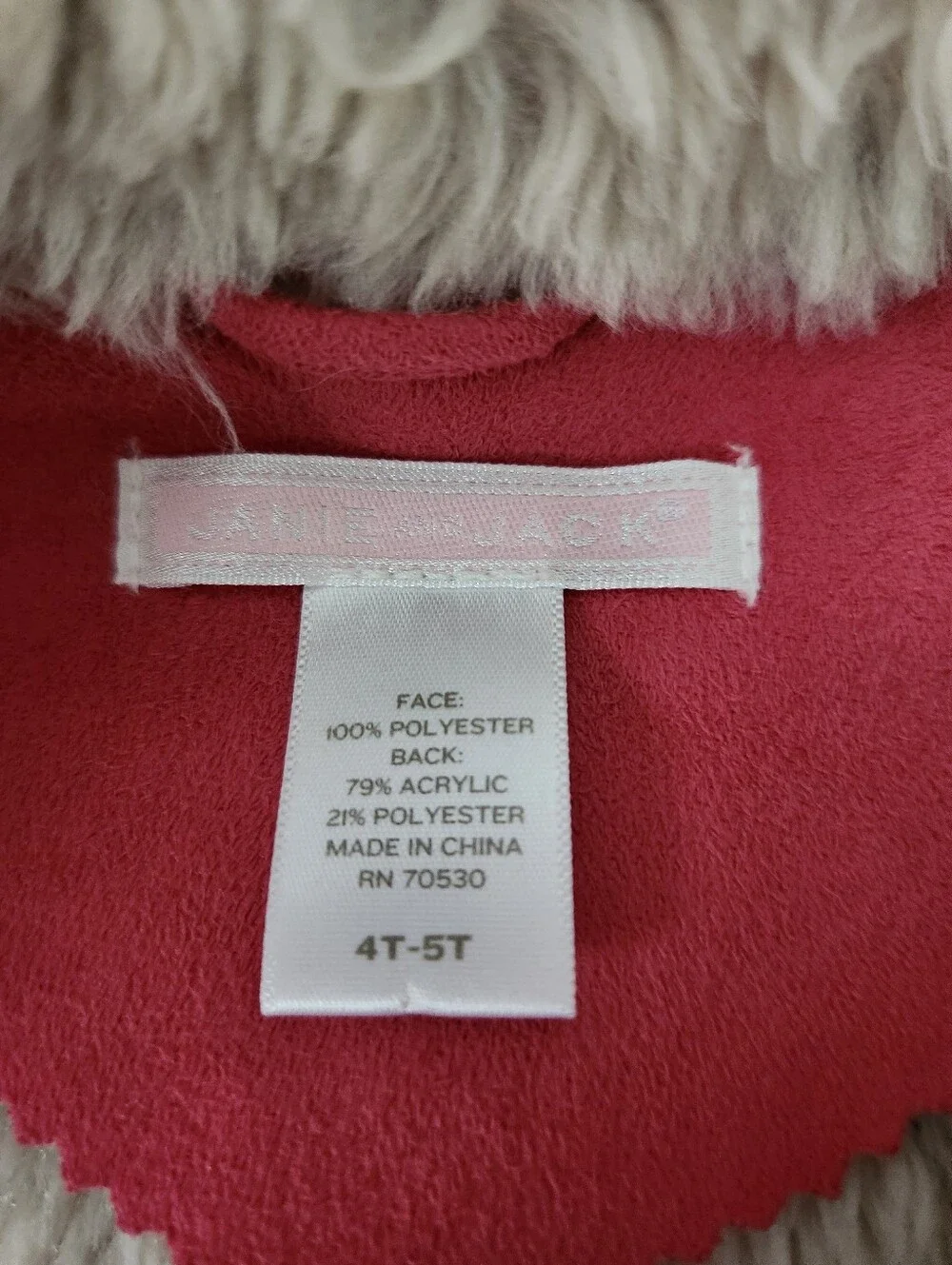 Vintage Janie And Jack Rich Coziness Pink Suede Faux-Fur Trim Vest